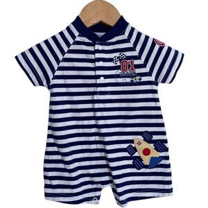 Just One Year by Carter's Baby Boy's Striped Race Car Romper - 3M